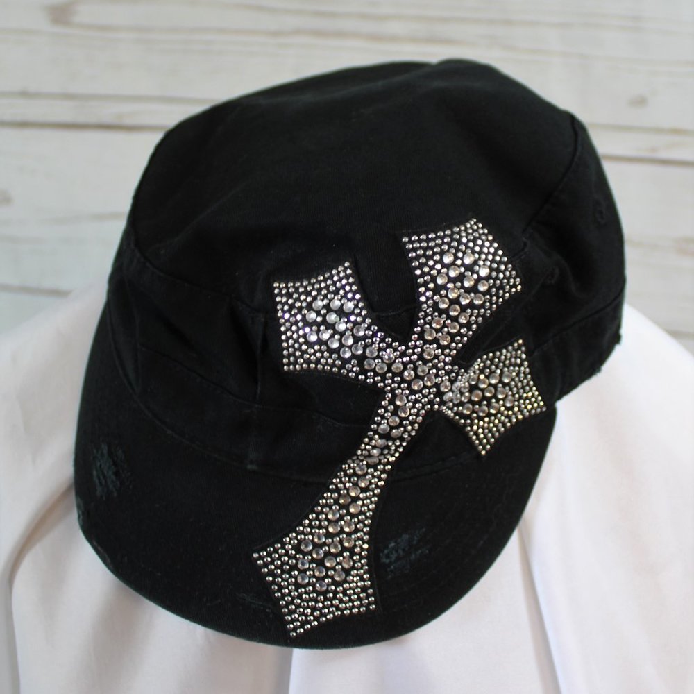 Cadet Cap with Rhinestone Cross